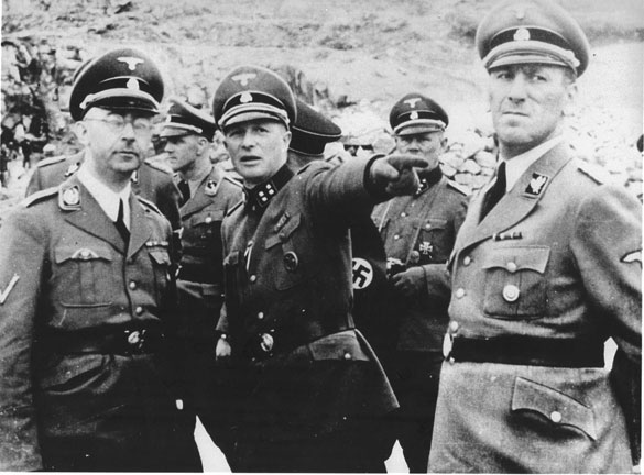 Ernst Kaltenbrunner (right) during a visit to Mauthausen concentration camp with Heinrich Himmler